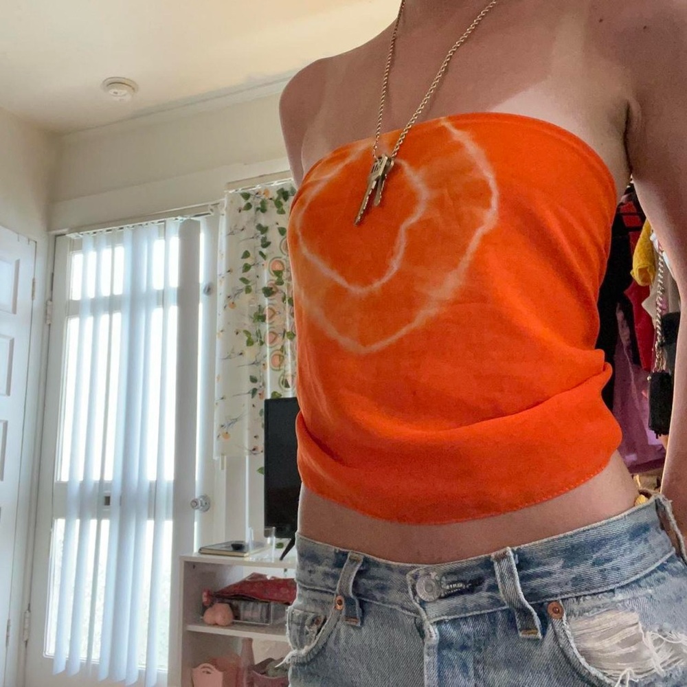 Orange Tie-Dye Tube Top